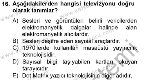 Görsel Kültür Dersi 2012 - 2013 Yılı (Final) Dönem Sonu Sınavı 16. Soru
