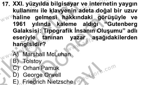Görsel Kültür Dersi 2012 - 2013 Yılı (Final) Dönem Sonu Sınavı 17. Soru