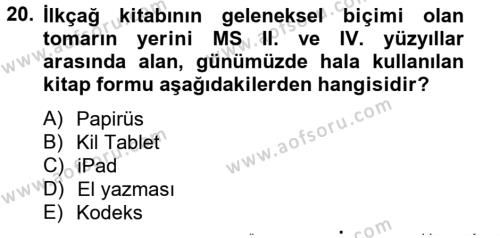 Görsel Kültür Dersi 2012 - 2013 Yılı (Final) Dönem Sonu Sınavı 20. Soru