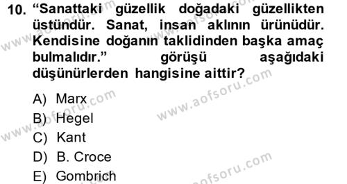 Görsel Kültür Dersi 2013 - 2014 Yılı (Vize) Ara Sınavı 10. Soru
