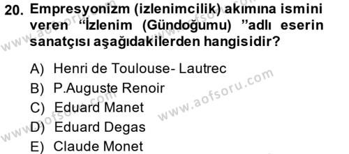 Görsel Kültür Dersi 2013 - 2014 Yılı (Vize) Ara Sınavı 20. Soru