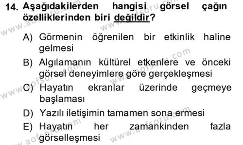Görsel Kültür Dersi 2013 - 2014 Yılı (Final) Dönem Sonu Sınavı 14. Soru