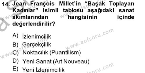 Görsel Kültür Dersi 2014 - 2015 Yılı (Vize) Ara Sınavı 14. Soru