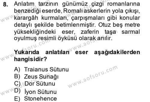 Görsel Kültür Dersi 2014 - 2015 Yılı (Vize) Ara Sınavı 8. Soru