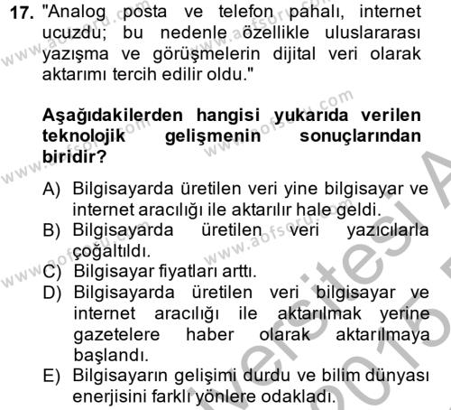 Görsel Kültür Dersi 2014 - 2015 Yılı (Final) Dönem Sonu Sınavı 17. Soru