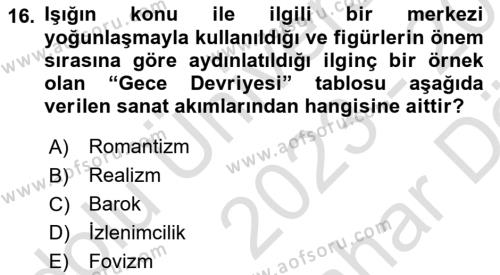 Görsel Kültür Dersi 2023 - 2024 Yılı (Vize) Ara Sınavı 16. Soru