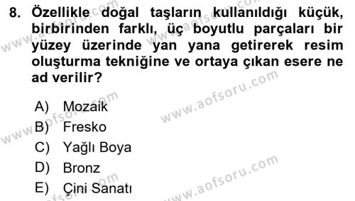 Görsel Kültür Dersi 2023 - 2024 Yılı (Vize) Ara Sınavı 8. Soru