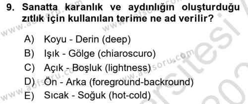 Görsel Kültür Dersi 2023 - 2024 Yılı (Vize) Ara Sınavı 9. Soru