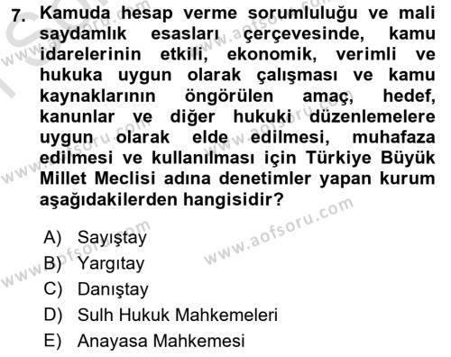 Yönetim Bilimi 1 Dersi 2021 - 2022 Yılı (Final) Dönem Sonu Sınavı 7. Soru