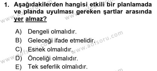 Yönetim Bilimi 1 Dersi 2021 - 2022 Yılı Yaz Okulu Sınavı 1. Soru