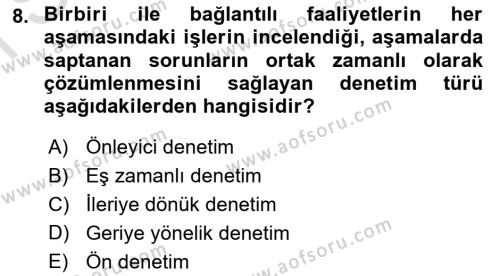 Yönetim Bilimi 1 Dersi 2023 - 2024 Yılı (Final) Dönem Sonu Sınavı 8. Soru