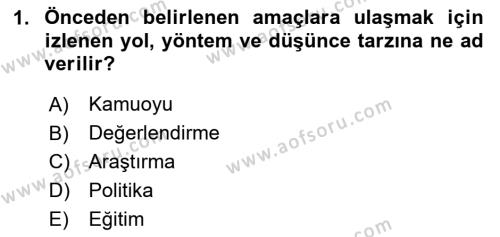 Yönetim Bilimi 2 Dersi 2020 - 2021 Yılı Yaz Okulu Sınavı 1. Soru