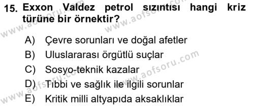 Yönetim Bilimi 2 Dersi 2020 - 2021 Yılı Yaz Okulu Sınavı 15. Soru