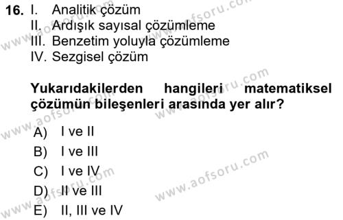 Yönetim Bilimi 2 Dersi 2021 - 2022 Yılı (Vize) Ara Sınavı 16. Soru