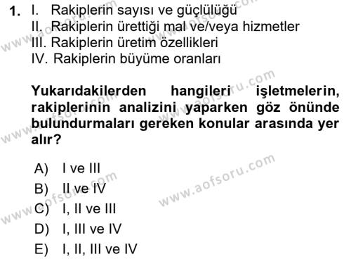 Yönetim Bilimi 2 Dersi 2021 - 2022 Yılı (Final) Dönem Sonu Sınavı 1. Soru