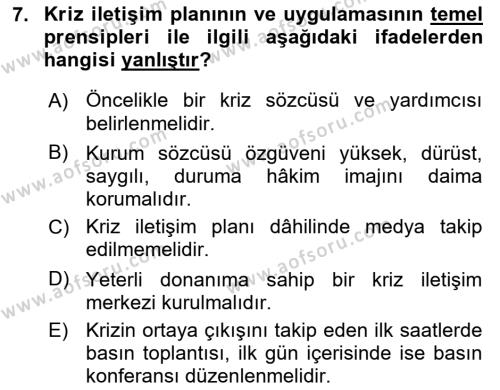 Yönetim Bilimi 2 Dersi 2021 - 2022 Yılı (Final) Dönem Sonu Sınavı 7. Soru