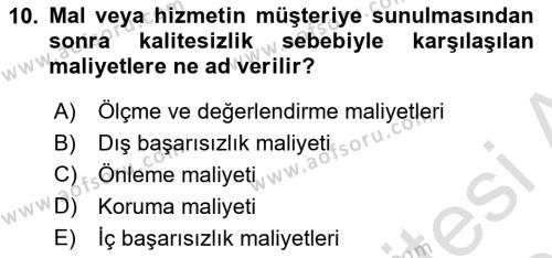 Yönetim Bilimi 2 Dersi 2022 - 2023 Yılı (Vize) Ara Sınavı 10. Soru