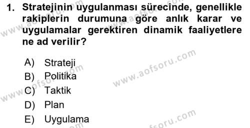 Yönetim Bilimi 2 Dersi 2023 - 2024 Yılı (Vize) Ara Sınavı 1. Soru