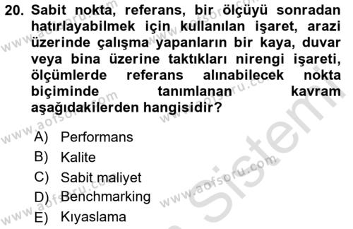 Yönetim Bilimi 2 Dersi 2023 - 2024 Yılı (Vize) Ara Sınavı 20. Soru