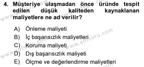 Yönetim Bilimi 2 Dersi 2023 - 2024 Yılı (Vize) Ara Sınavı 4. Soru