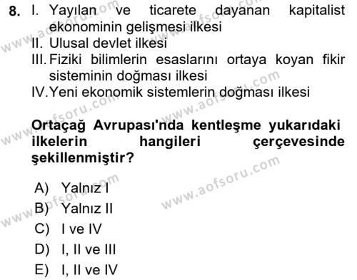 Kentleşme ve Konut Politikaları Dersi 2021 - 2022 Yılı (Vize) Ara Sınavı 8. Soru