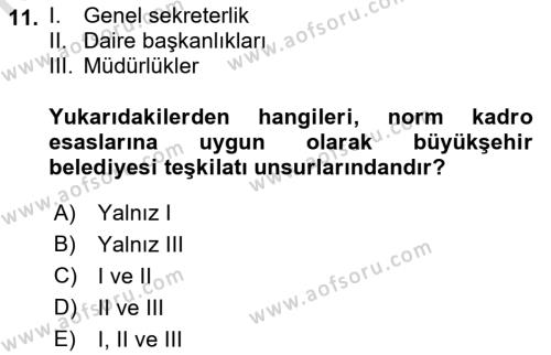 Kentleşme ve Konut Politikaları Dersi 2022 - 2023 Yılı (Final) Dönem Sonu Sınavı 11. Soru