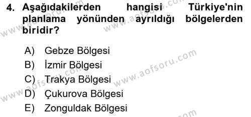 Kentleşme ve Konut Politikaları Dersi 2022 - 2023 Yılı Yaz Okulu Sınavı 4. Soru