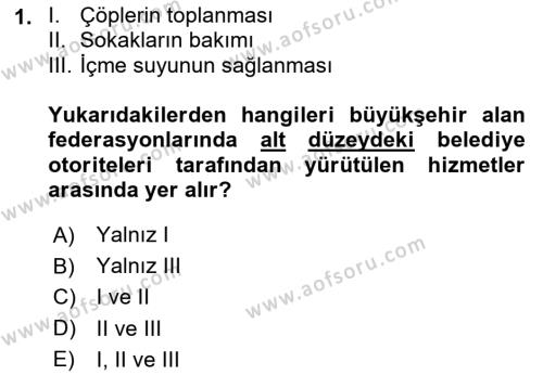 Kentleşme ve Konut Politikaları Dersi 2023 - 2024 Yılı Yaz Okulu Sınavı 1. Soru