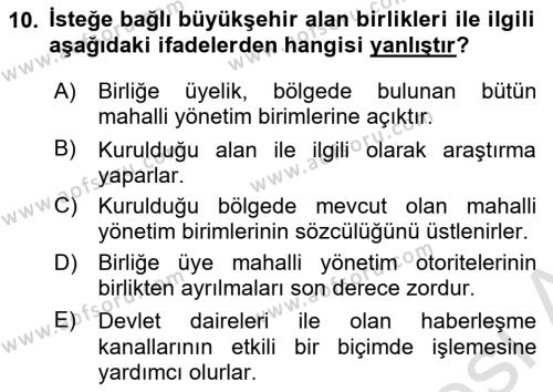 Kentleşme ve Konut Politikaları Dersi 2023 - 2024 Yılı Yaz Okulu Sınavı 10. Soru