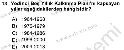 Kentleşme ve Konut Politikaları Dersi 2023 - 2024 Yılı Yaz Okulu Sınavı 13. Soru