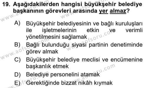 Kentleşme ve Konut Politikaları Dersi 2023 - 2024 Yılı Yaz Okulu Sınavı 19. Soru