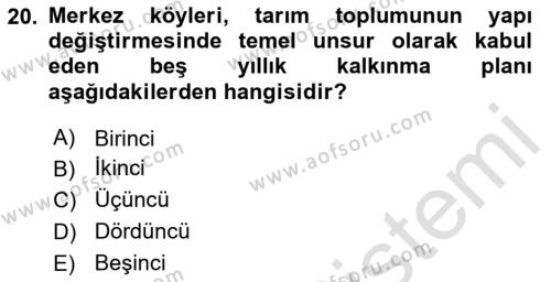 Kentleşme ve Konut Politikaları Dersi 2023 - 2024 Yılı Yaz Okulu Sınavı 20. Soru