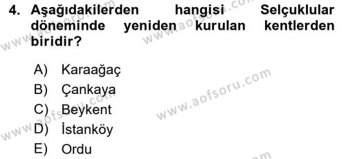 Kentleşme ve Konut Politikaları Dersi 2023 - 2024 Yılı Yaz Okulu Sınavı 4. Soru