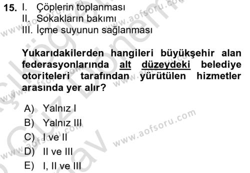 Kentleşme ve Konut Politikaları Dersi 2024 - 2025 Yılı (Vize) Ara Sınavı 15. Soru