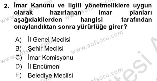 Kentleşme ve Konut Politikaları Dersi 2024 - 2025 Yılı (Vize) Ara Sınavı 2. Soru