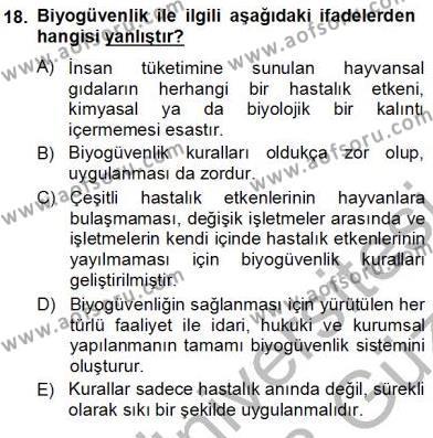 Temel Zootekni Dersi 2012 - 2013 Yılı (Vize) Ara Sınavı 18. Soru