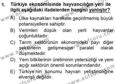 Temel Zootekni Dersi 2012 - 2013 Yılı (Final) Dönem Sonu Sınavı 1. Soru
