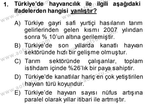 Temel Zootekni Dersi 2013 - 2014 Yılı (Vize) Ara Sınavı 1. Soru
