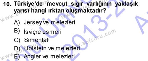 Temel Zootekni Dersi 2013 - 2014 Yılı (Vize) Ara Sınavı 10. Soru