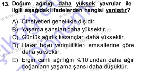 Temel Zootekni Dersi 2013 - 2014 Yılı (Vize) Ara Sınavı 13. Soru