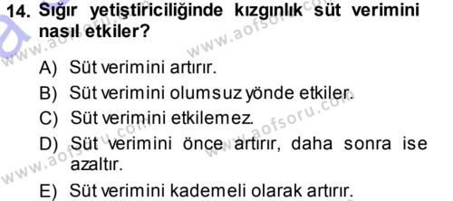 Temel Zootekni Dersi 2013 - 2014 Yılı (Vize) Ara Sınavı 14. Soru