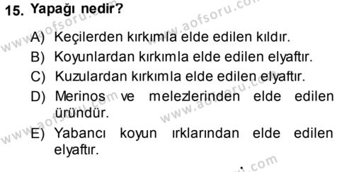 Temel Zootekni Dersi 2013 - 2014 Yılı (Vize) Ara Sınavı 15. Soru