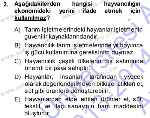 Temel Zootekni Dersi 2013 - 2014 Yılı (Vize) Ara Sınavı 2. Soru