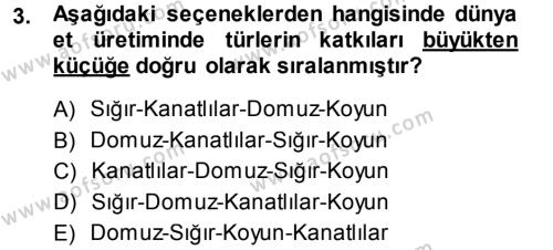Temel Zootekni Dersi 2013 - 2014 Yılı (Vize) Ara Sınavı 3. Soru
