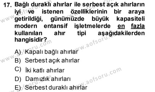Temel Zootekni Dersi 2013 - 2014 Yılı (Final) Dönem Sonu Sınavı 17. Soru