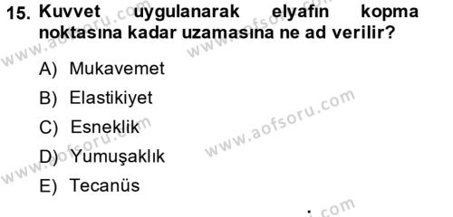 Temel Zootekni Dersi 2014 - 2015 Yılı (Vize) Ara Sınavı 15. Soru
