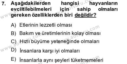 Temel Zootekni Dersi 2014 - 2015 Yılı (Vize) Ara Sınavı 7. Soru