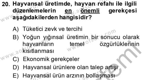 Temel Zootekni Dersi 2014 - 2015 Yılı (Final) Dönem Sonu Sınavı 20. Soru