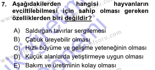 Temel Zootekni Dersi 2015 - 2016 Yılı (Vize) Ara Sınavı 7. Soru
