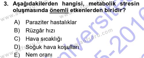 Temel Zootekni Dersi 2015 - 2016 Yılı (Final) Dönem Sonu Sınavı 3. Soru
